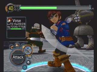 Vyse and his phony eyepatch prepare to attack