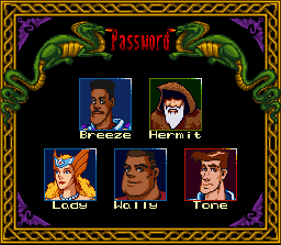Password: Breeze, Hermit, Lady, Wally, Tone
